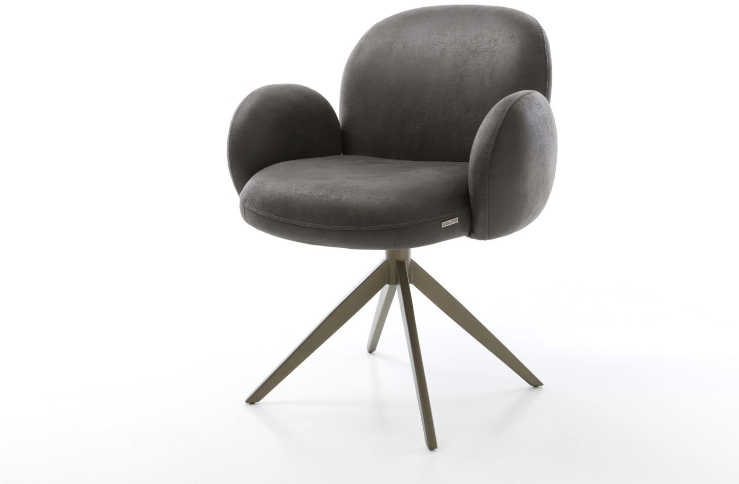 Drehstuhl Nube-Flex mit Armlehnen Mikrofaser Anthrazit Vintage Kreuzgestell breit Effektfinish Titan 360° drehbar Wippfunktion Taschenfederkern Bild 1