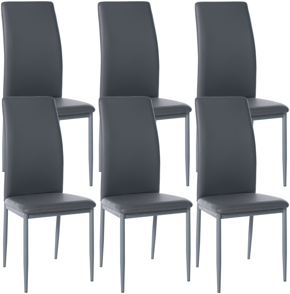 DELUKE® 6er Set Esszimmerstühle SAVINO Kunstleder - 99x41,5x40cm, grau, Kunstleder Metall Gestell Stühle Esszimmerstühle Stuhl Esszimmer Esstisch Stühle Küchenstuhl Bild 1