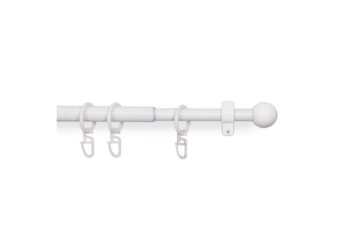 Bestlivings Gardinenstange Stilgarnitur mit Endstücken - 05957, Ø 16 mm, Wandträger, Metall, Kunststoff, Vorhangstange 120-220cm inkl. Ringe mit Faltlegehaken und Endstücken Bild 1