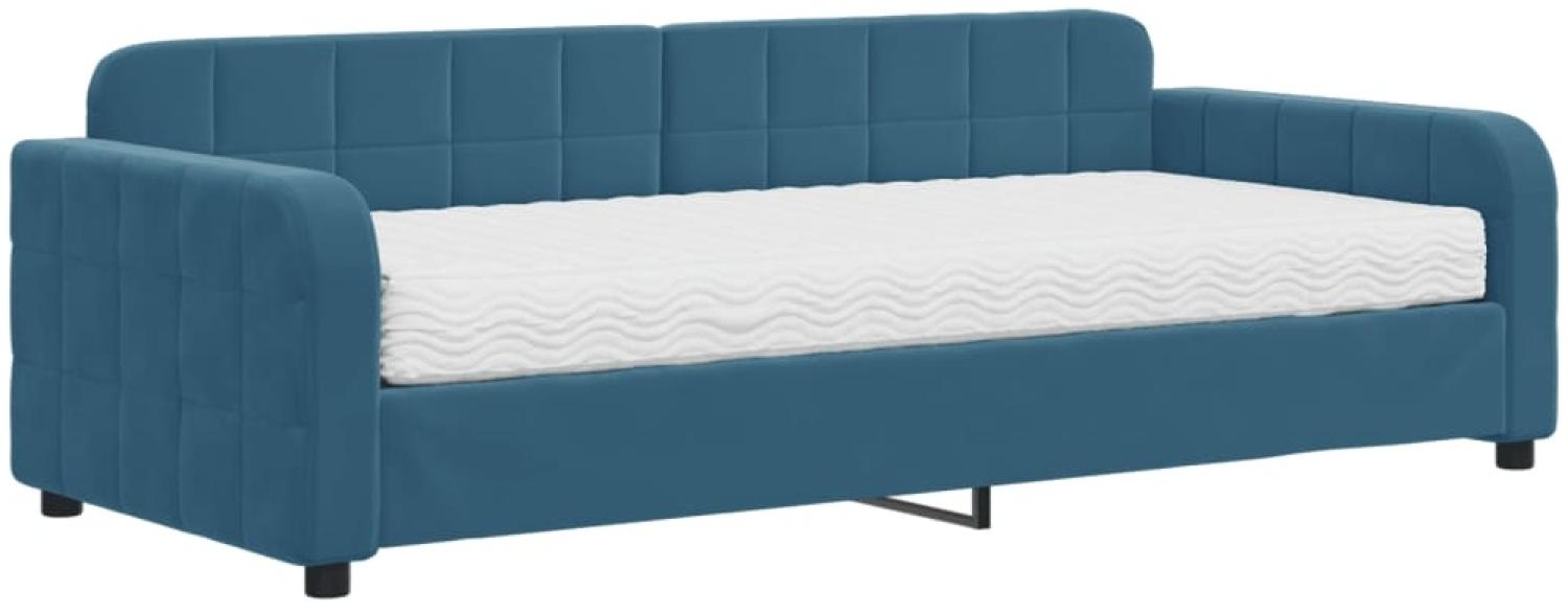 vidaXL Tagesbett mit Matratze Blau 90x200 cm Samt 3196904 Bild 1