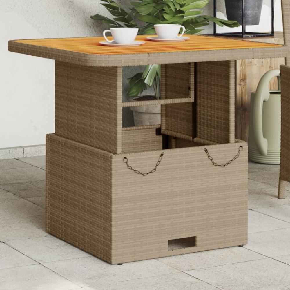 vidaXL Gartentisch Beige 80x80x71 cm Poly Rattan und Akazienholz 368271 Bild 1