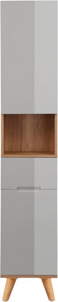 andas Hochschrank Lund Badschrank skandinavisches Design mit viel Stauraum Badmöbel, 2 Türen und 1 Schublade, Breite 35cm Bild 1