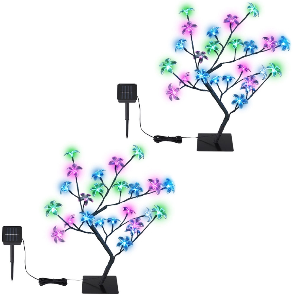 2er Set LED Solarleuchte, Schwarz, Metall, Schalter, H 60cm Bild 1