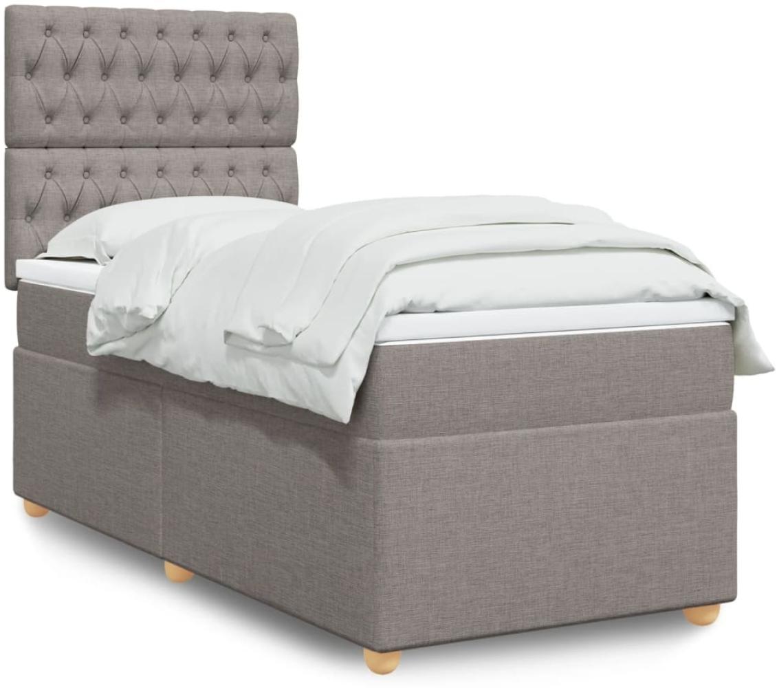 vidaXL Boxspringbett mit Matratze Taupe 90x190 cm Stoff 3293446 Bild 1