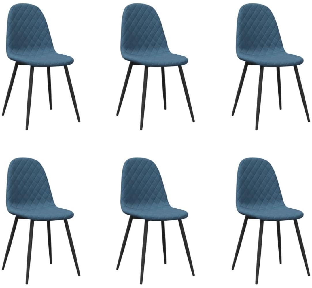 vidaXL Esszimmerstühle 6 Stk. Blau Samt [3082880] Bild 1
