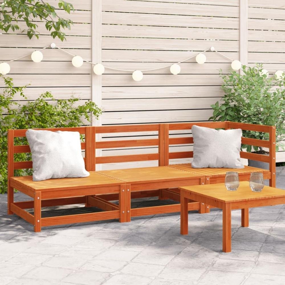 vidaXL Gartensofa 3-Sitzer Wachsbraun Massivholz Kiefer 837953 Bild 1