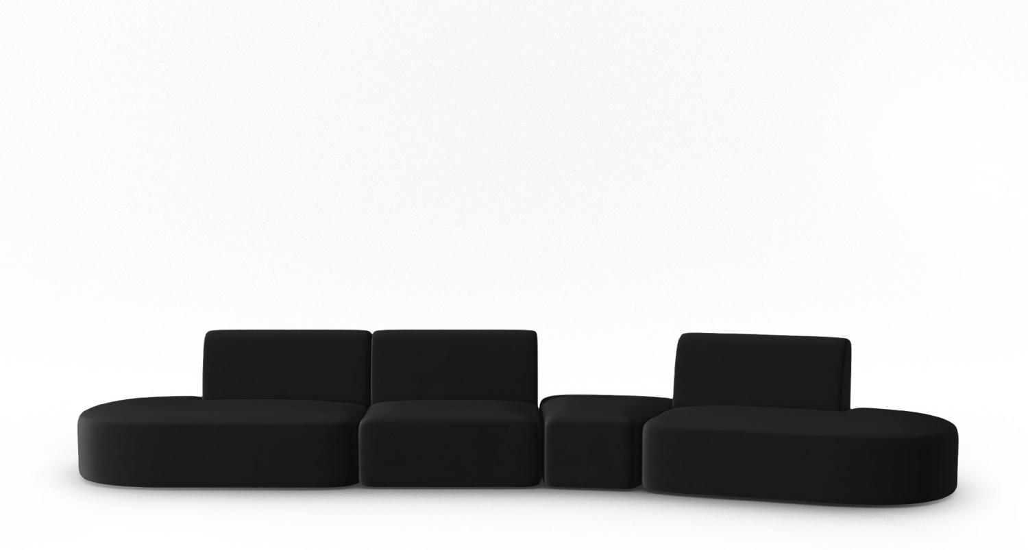 Micadoni Modulares Sofa Shane 6-Sitzer Rechts Samtstoff Schwarz Bild 1