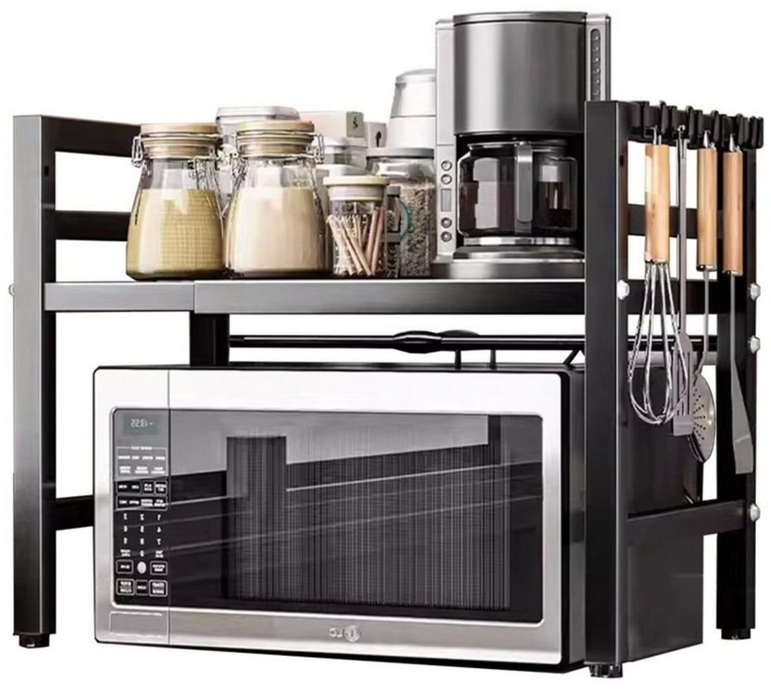 TWSOUL Küchenregal Verstellbares Mikrowellenregal,Erweiterbare Küchen Ständer mit 6 Haken Bild 1