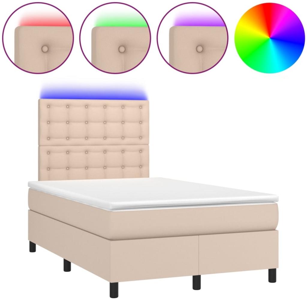 vidaXL Polsterbett mit Matratze & LED Cappuccino-Braun 120x200 cm [3135938] Bild 1