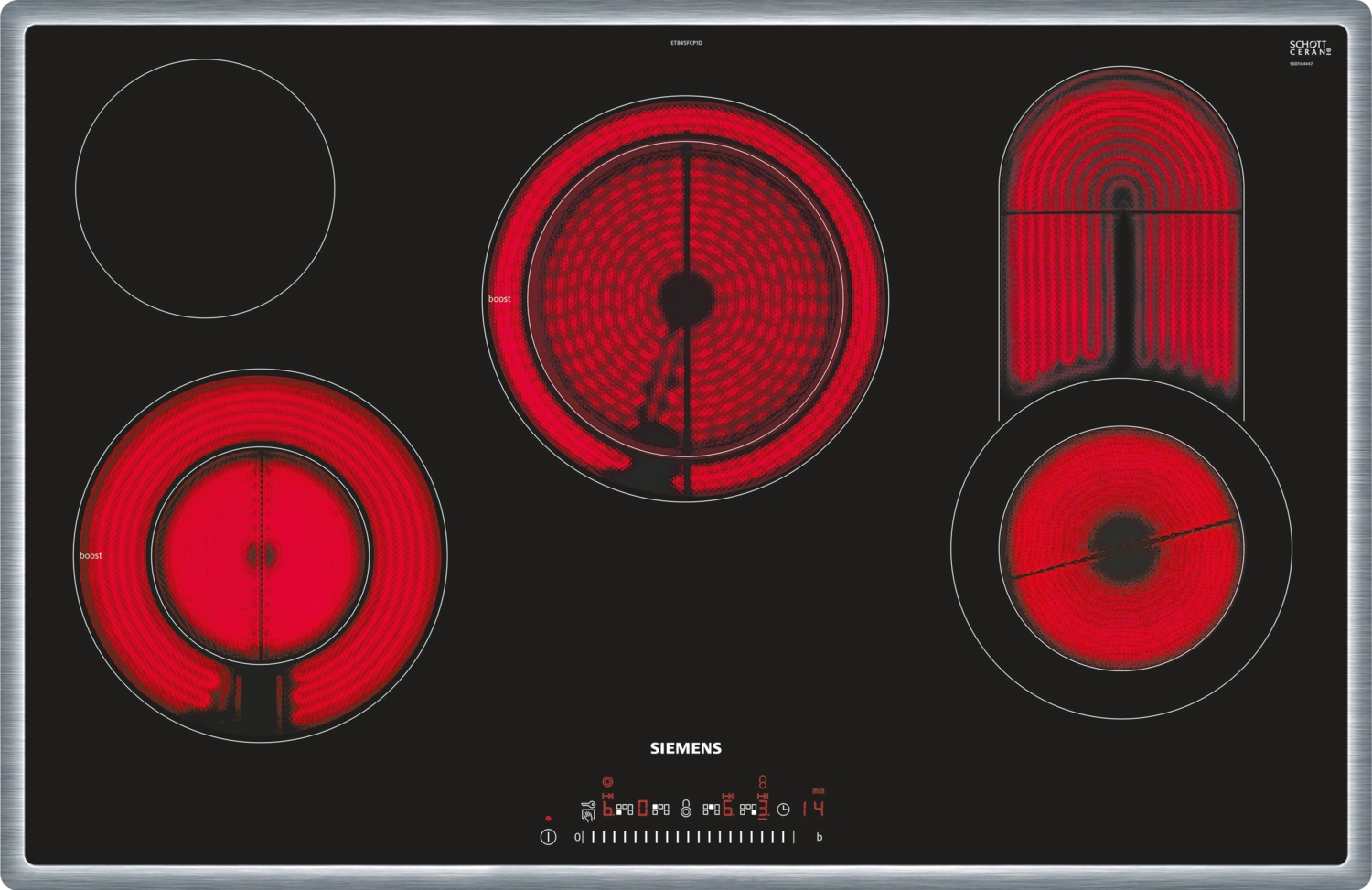 Siemens ET845FCP1D Tisch Keramik Schwarz - Edelstahl Kochfeld Bild 1