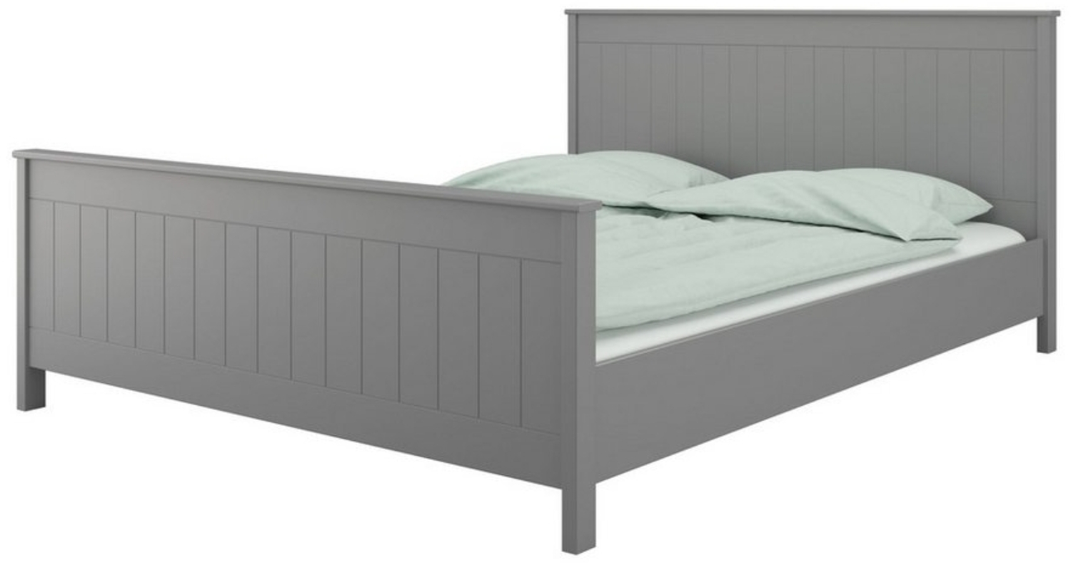 Landhaus Doppelbett 180x200 grau Ehe Bett Bettgestell Bettrahmen Holz Gästebett Bild 1