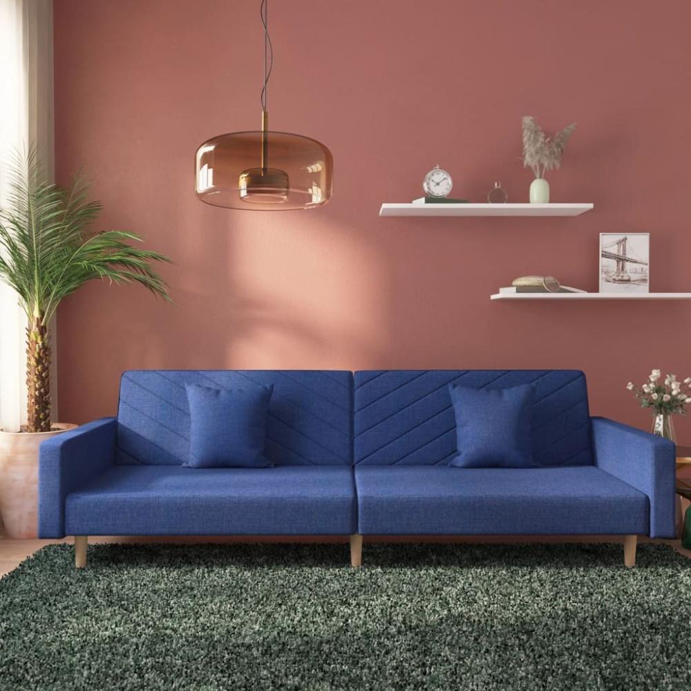 vidaXL Schlafsofa 2-Sitzer mit 2 Kissen Blau Stoff 375904 Bild 1