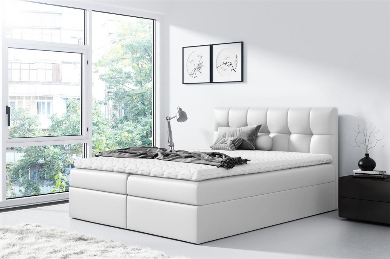 Boxspringbett CARMEN 120x200 cm Kunstleder Weiss Bild 1