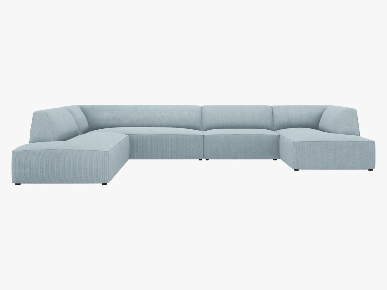 Micadoni Panorama-Ecksofa Ruby 7-Sitzer Links Kord Scala Hellblau Bild 1