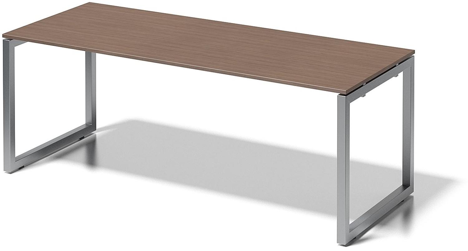 Cito Schreibtisch, 740 mm höhenfixes O-Gestell, H 19 x B 2000 x T 800 mm, Dekor nußbaum, Gestell silber Bild 1