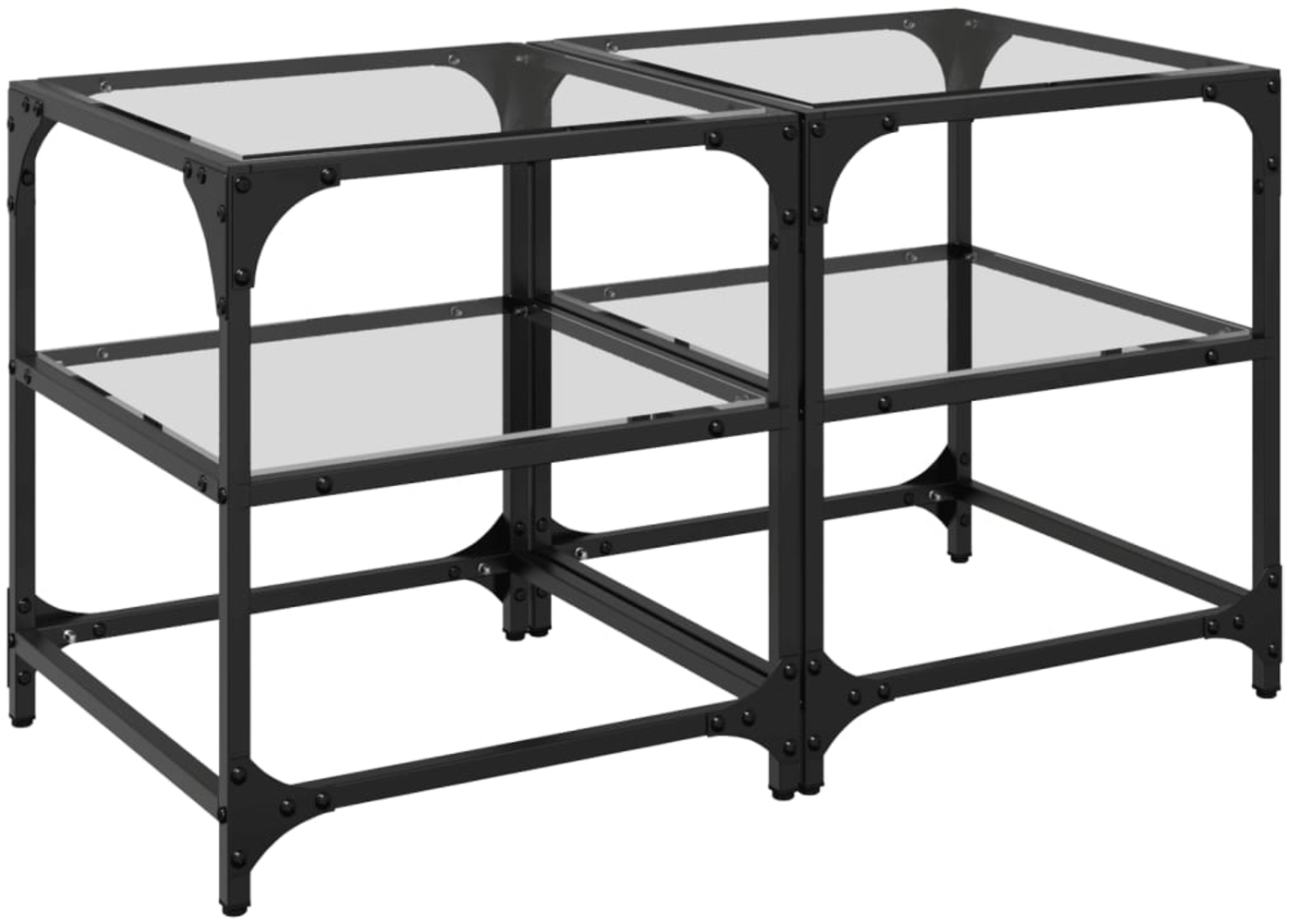 vidaXL Couchtische mit Glasplatten 2 Stk. Transparent 40x40x45cm Stahl 846003 Bild 1