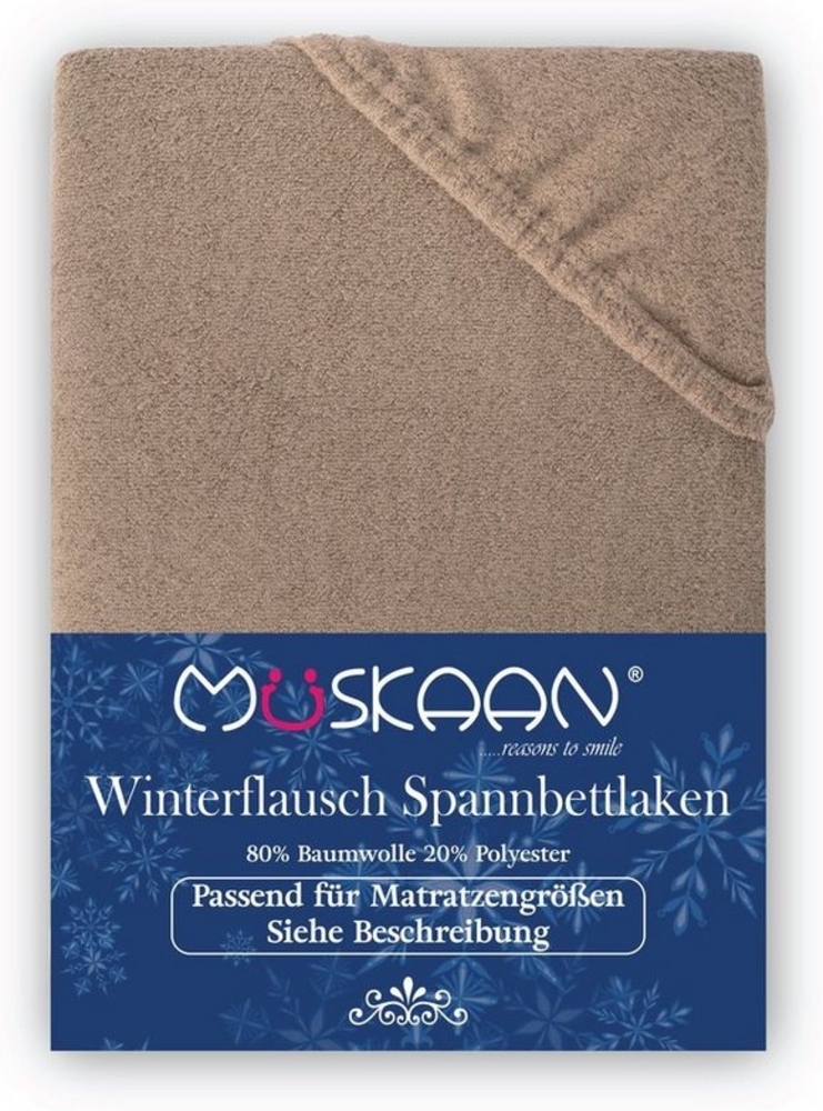 Müskaan Spannbettlaken Spannbetttuch Bettlaken Winter Flausch Warm Leintuch 80% Baumwolle, Fleece, Gummizug: Rundumgummizug, Matratzen Bezug bis 22cm Matratzenhöhe Kuschelig Flauschig Bild 1