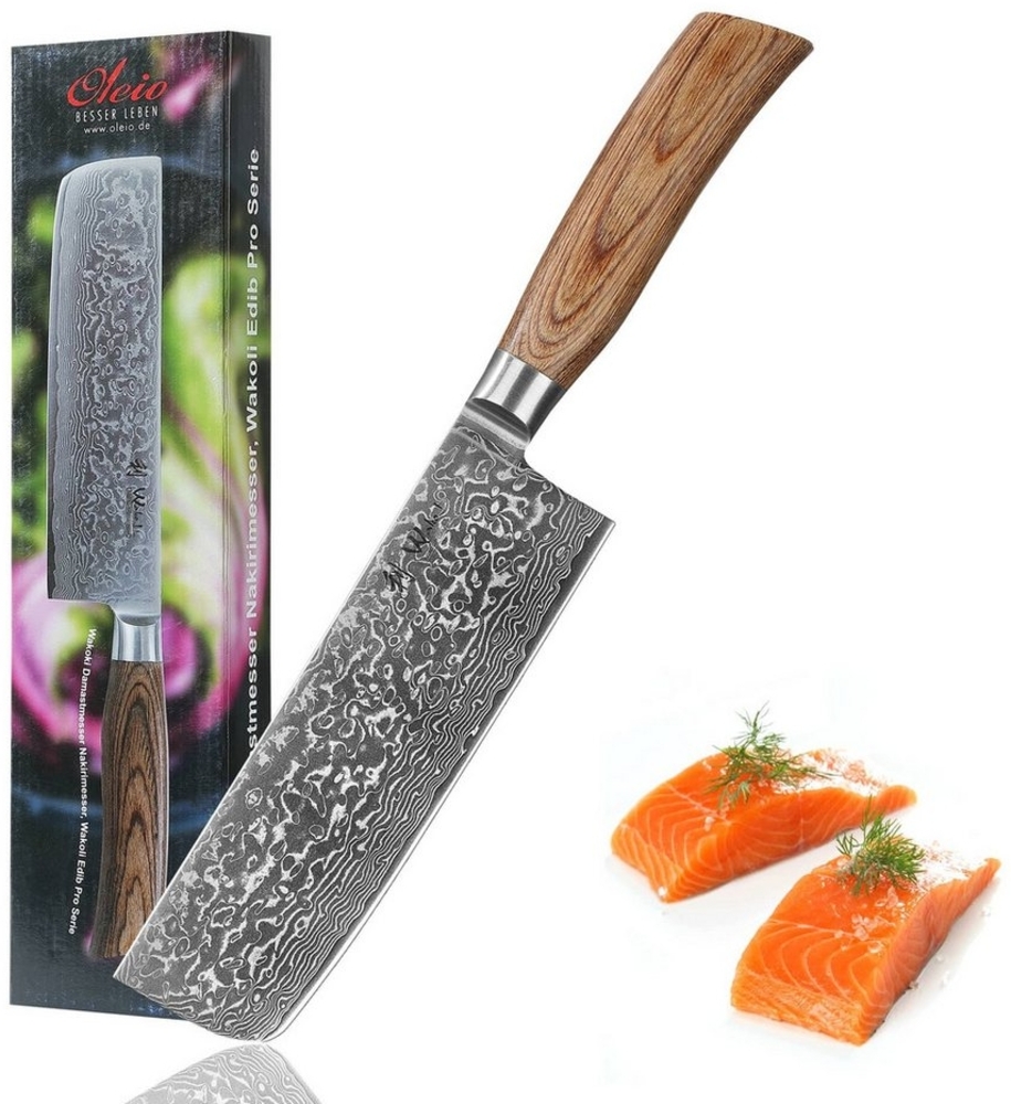 Wakoli Asiamesser EDIB Pro Nakiri Damastmesser I Kochmesser Küchenmesser I 18 cm Klinge, 67 Lagen Damaststahl, VG-10 Stahlkern Bild 1
