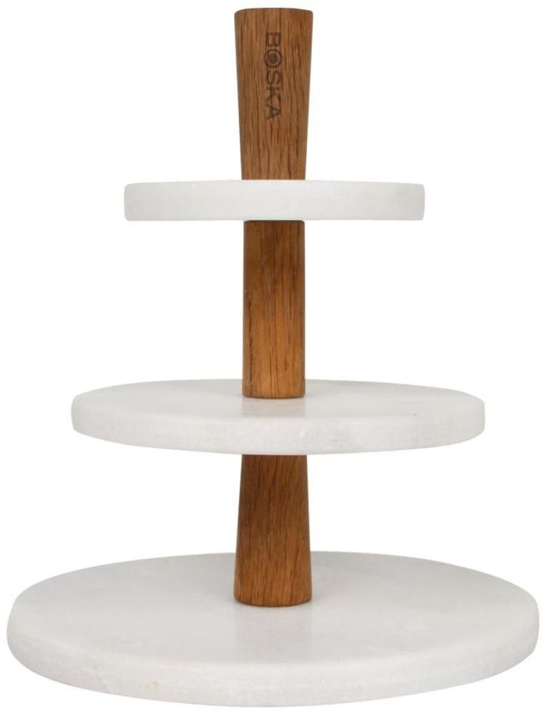 Boska Choco Tower, Etagere, Dessert Präsentierteller, Marmor, Edelstahl, Eichenholz, Weiss, 23 cm, 320421 Bild 1