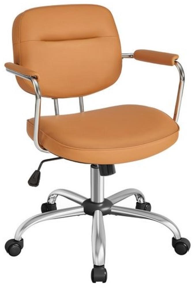 Songmics Bürostuhl, Schreibtischstuhl, PU, Drehstuhl, ergonomisches Design, verstellbare Armlehnen, Wippfunktion, höhenverstellbar, für Büro, Homeoffice, karamellbraun Bild 1