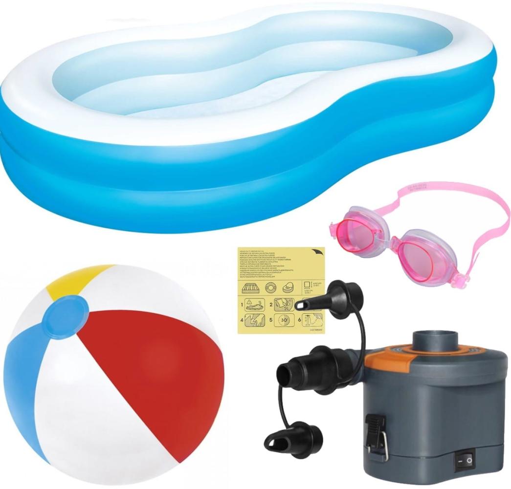 Kinderpool-Set für den Garten 4IN1 Familien-Gartenpool, elektrische Batteriepumpe, Kinder-Tauchbrille, Großer Strandball Bild 1