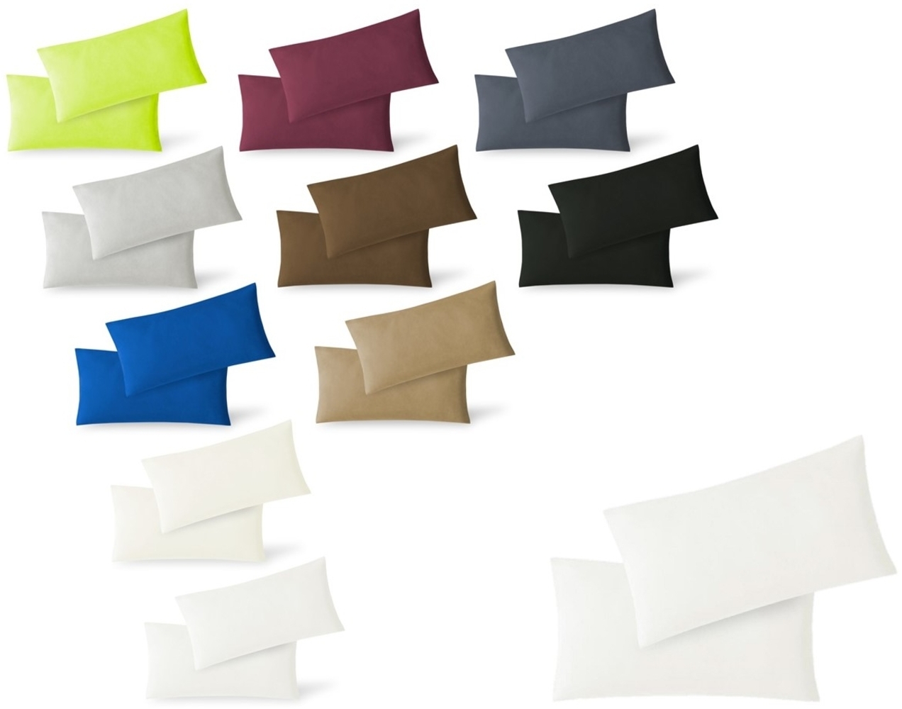Jersey Kissenbezug, 2er Set, Baumwolle, Weiß, 40x80 cm Bild 1