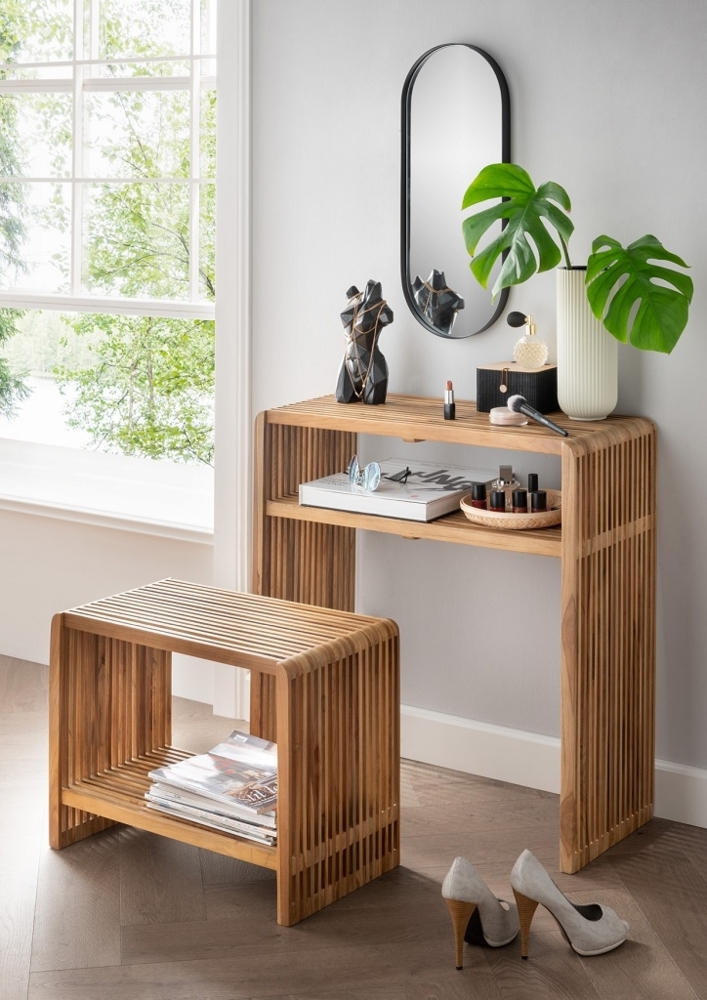 Konsolentisch & Sitzbank "Woody" recyceltes Teakholz Bild 1