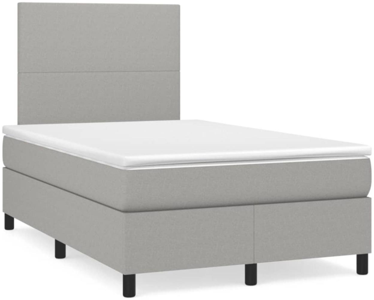 vidaXL Boxspringbett mit Matratze Hellgrau 120x190 cm Stoff 3269867 Bild 1