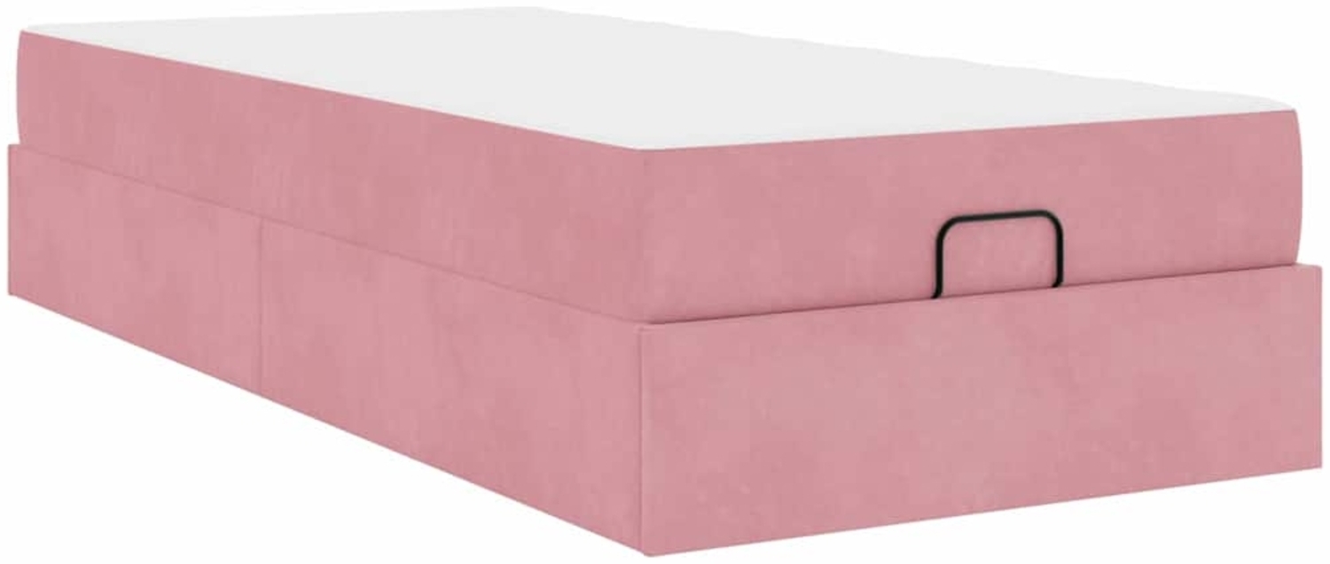vidaXL Bettgestell mit Matratze mit Speicher Rosa 100 x 200 cm Samt 3399545 Bild 1