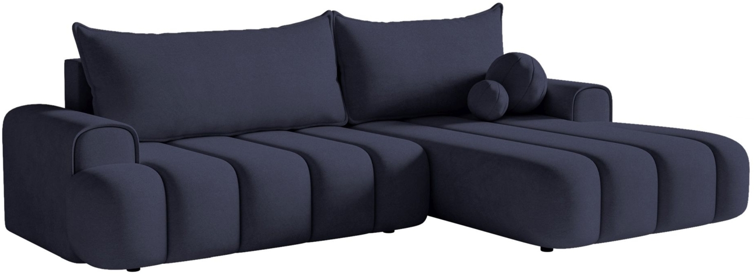 Selsey 'Dandelino' Ecksofa mit Schlaffunktion, Stauraum und Samtbezug, marineblau, rechts, 80 x 275 x 168 cm Bild 1