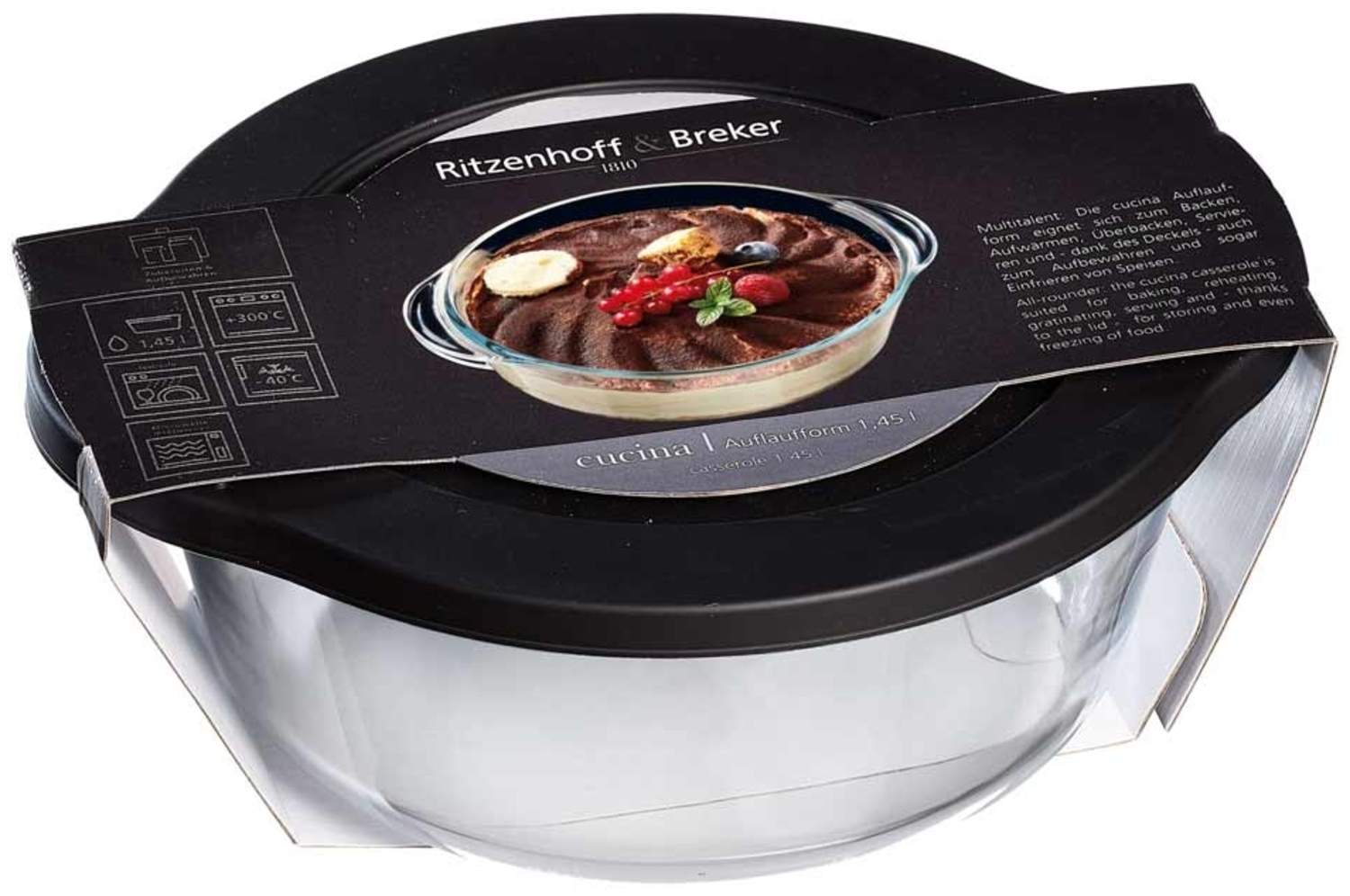 Ritzenhoff & Breker Cucina Auflaufform mit Frischhaltedeckel rund 1,45 l - DS Bild 1