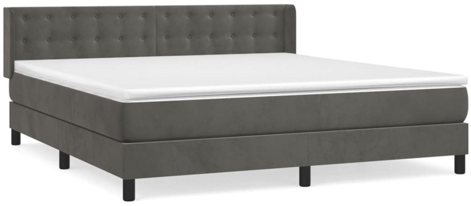 vidaXL Boxspringbett mit Matratze Dunkelgrau 180x200 cm Samt 3131214 Bild 1