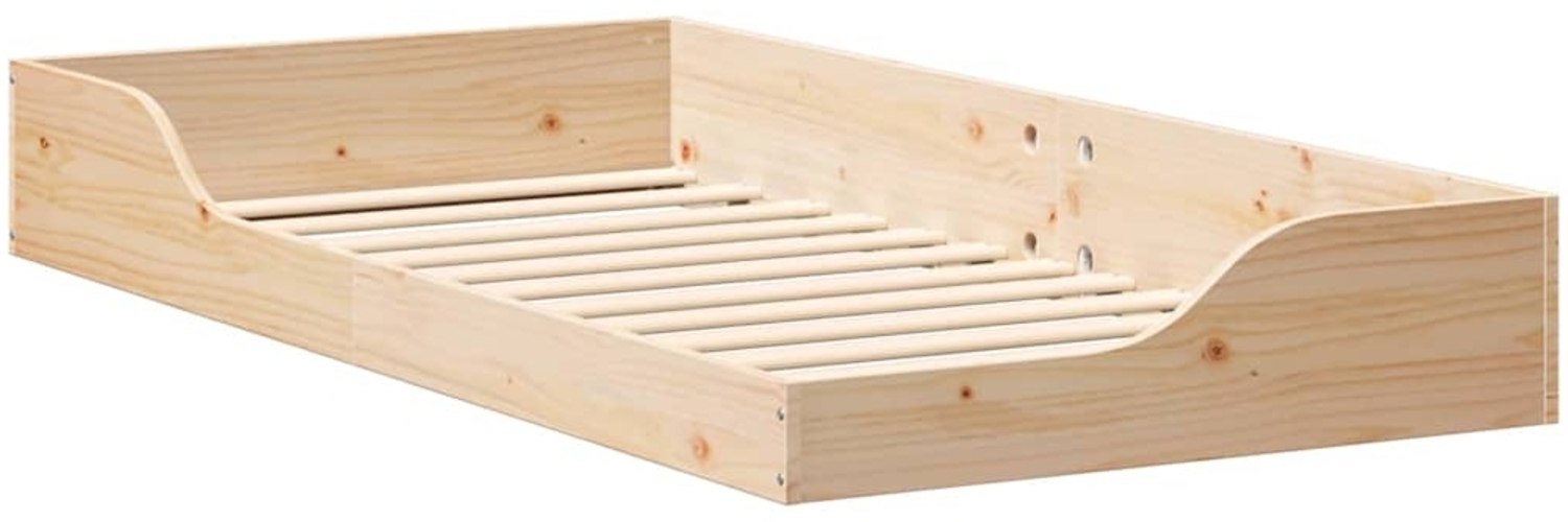 vidaXL Bettrahmen Braun 75 x 190 cm Massives Kiefernholz 873397 Bild 1