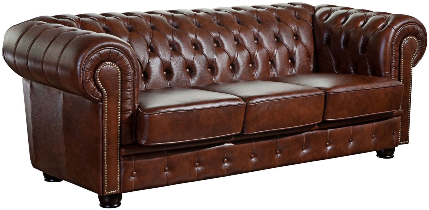 Sofa 3-Sitzer Kath Bezug Wischleder Buche nussbaum dunkel / braun 22453 Bild 1