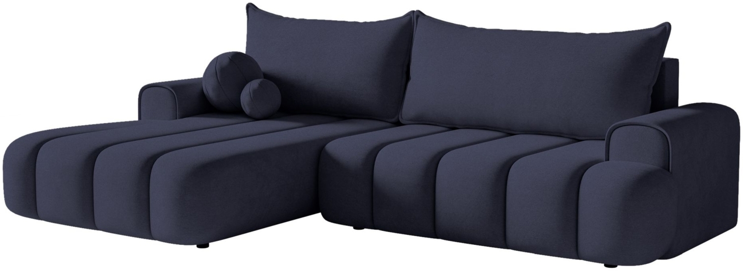 Selsey 'Dandelino' Ecksofa mit Schlaffunktion, Stauraum und Samtbezug, marineblau, links, 80 x 275 x 168 cm Bild 1