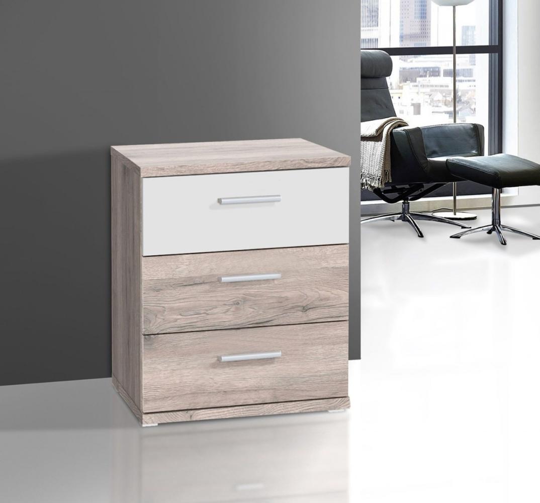 Nachtkonsole Nachttisch Nachtschrank sandeiche weiß 50cm Bild 1