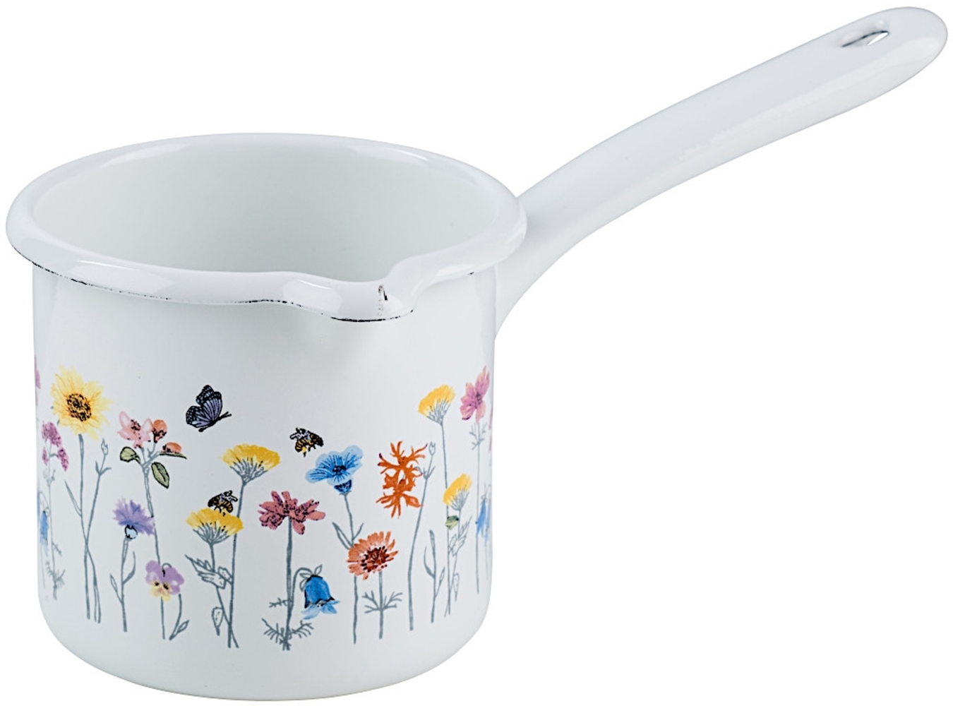 RIESS 0284-070 Schnabeltopf 10 cm Höhe mit Stiel, 0,75 L, Emaille, Sonderedition FLORA / Milchtopf Bild 1