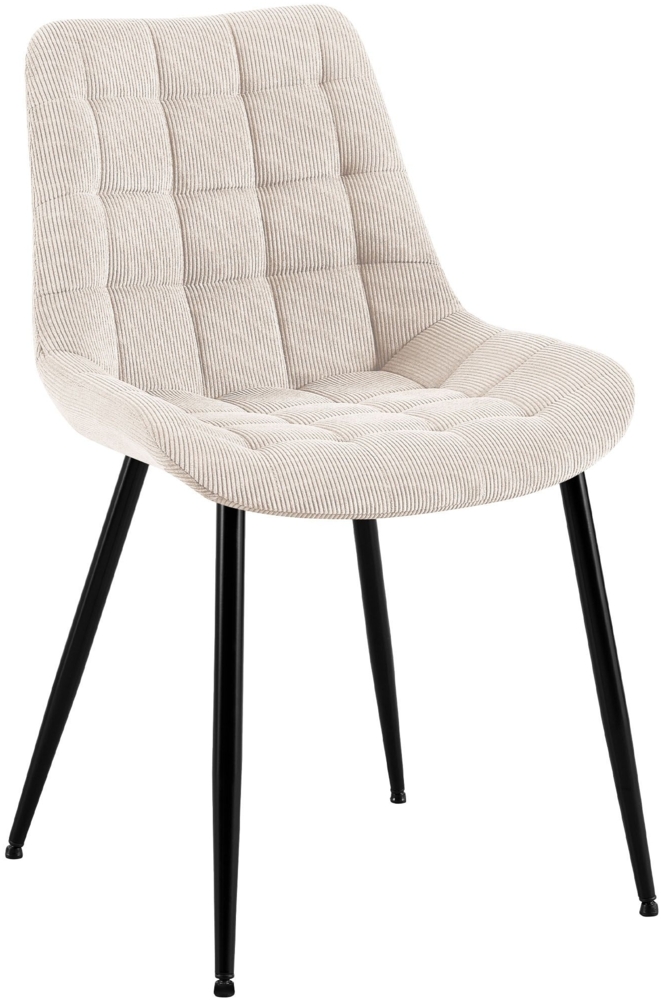 Esszimmerstuhl HASAN - Cord Creme 52x58x83 cm | Essstühle Esszimmerstühle Küchenstühle Wohnzimmerstühle Bild 1