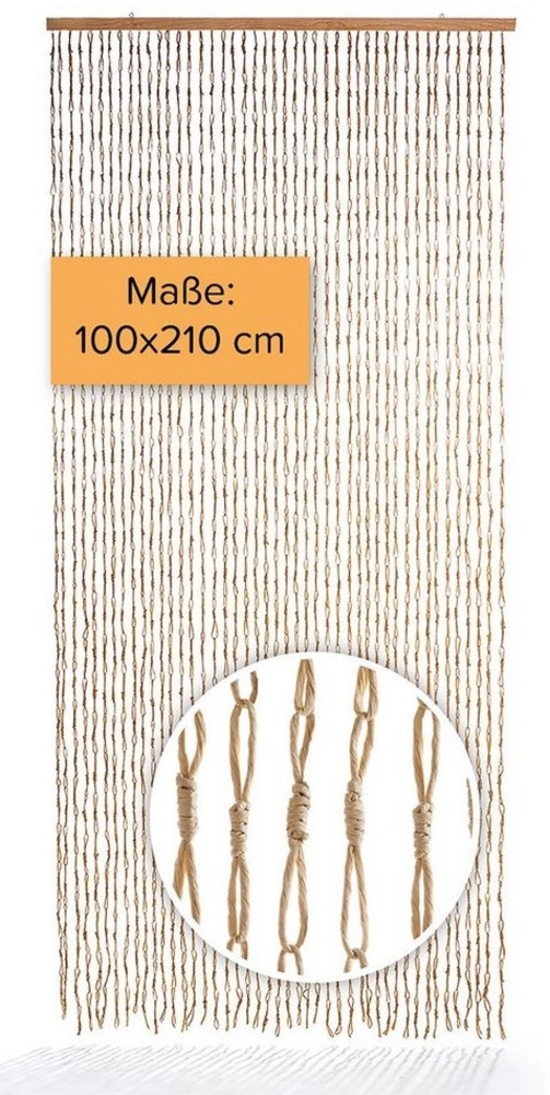 Kobolo Türvorhang Vorhang CIRCLES Papier beige 45 Stränge 100x210cm (1 St), Ösen Bild 1