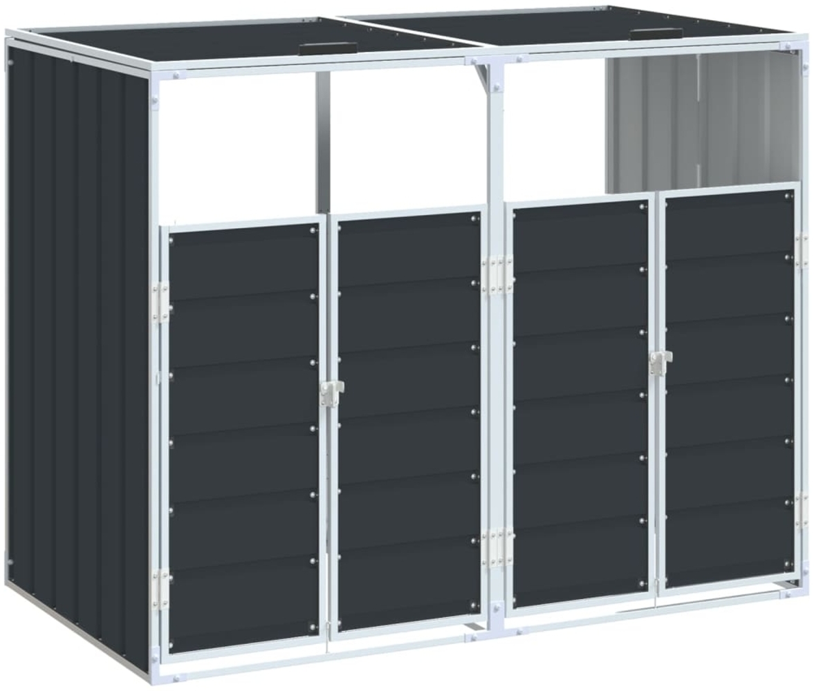 vidaXL Mülltonnenbox für 2 Tonnen Anthrazit 144x81x113 cm Stahl 4006177 Bild 1