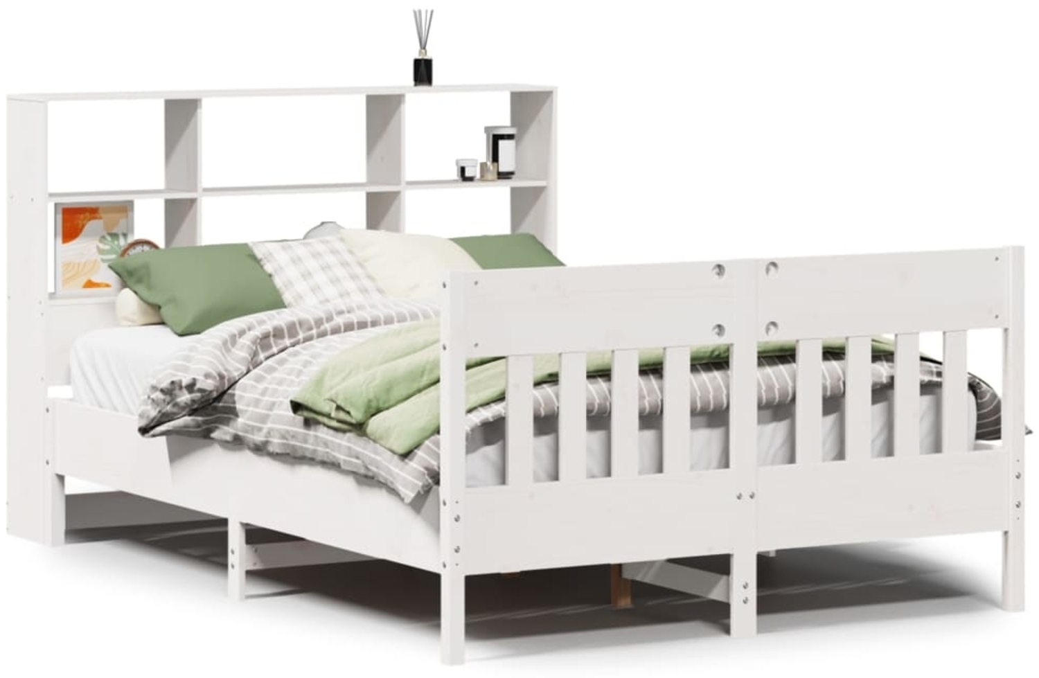 vidaXL Massivholzbett ohne Matratze Weiß 120x190 cm Kiefernholz 3323240 Bild 1