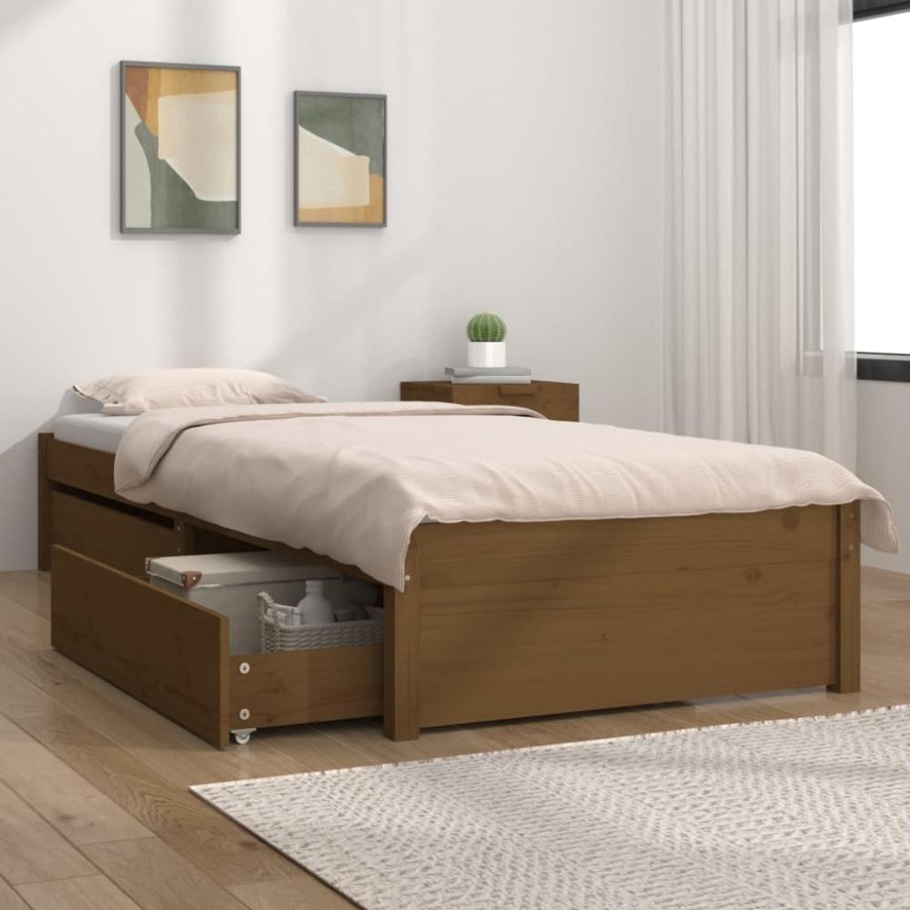 Bett mit Schubladen Honigbraun 90x200 cm [3103466] Bild 1