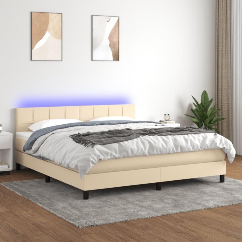 Boxspringbett mit Matratze & LED Creme 180x200 cm Stoff (Farbe: Creme) Bild 1