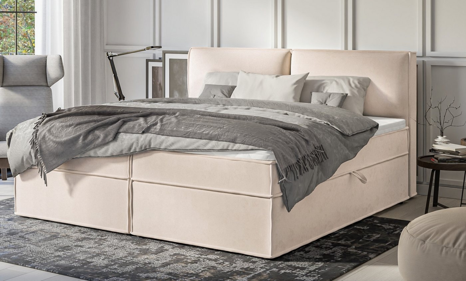 S-Style Möbel Boxspringbett Plaza mit Topper und Bettkästen aus Luxusmicrofaser, mit Topper und Bettkasten / zwei Bettkästen (je nach Bettgröße) Bild 1