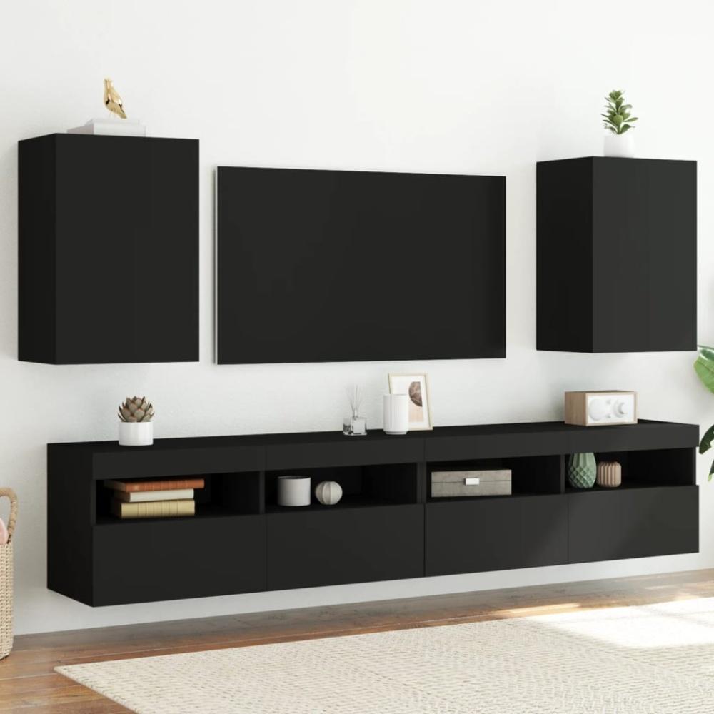 vidaXL TV-Wandschränke 2 Stk. Schwarz 40,5x30x60 cm Holzwerkstoff 836913 Bild 1