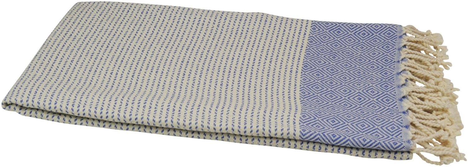 Hamamtuch Baumwolle naturbeige, Rand: blau 90x175 cm "Ada" Bild 1