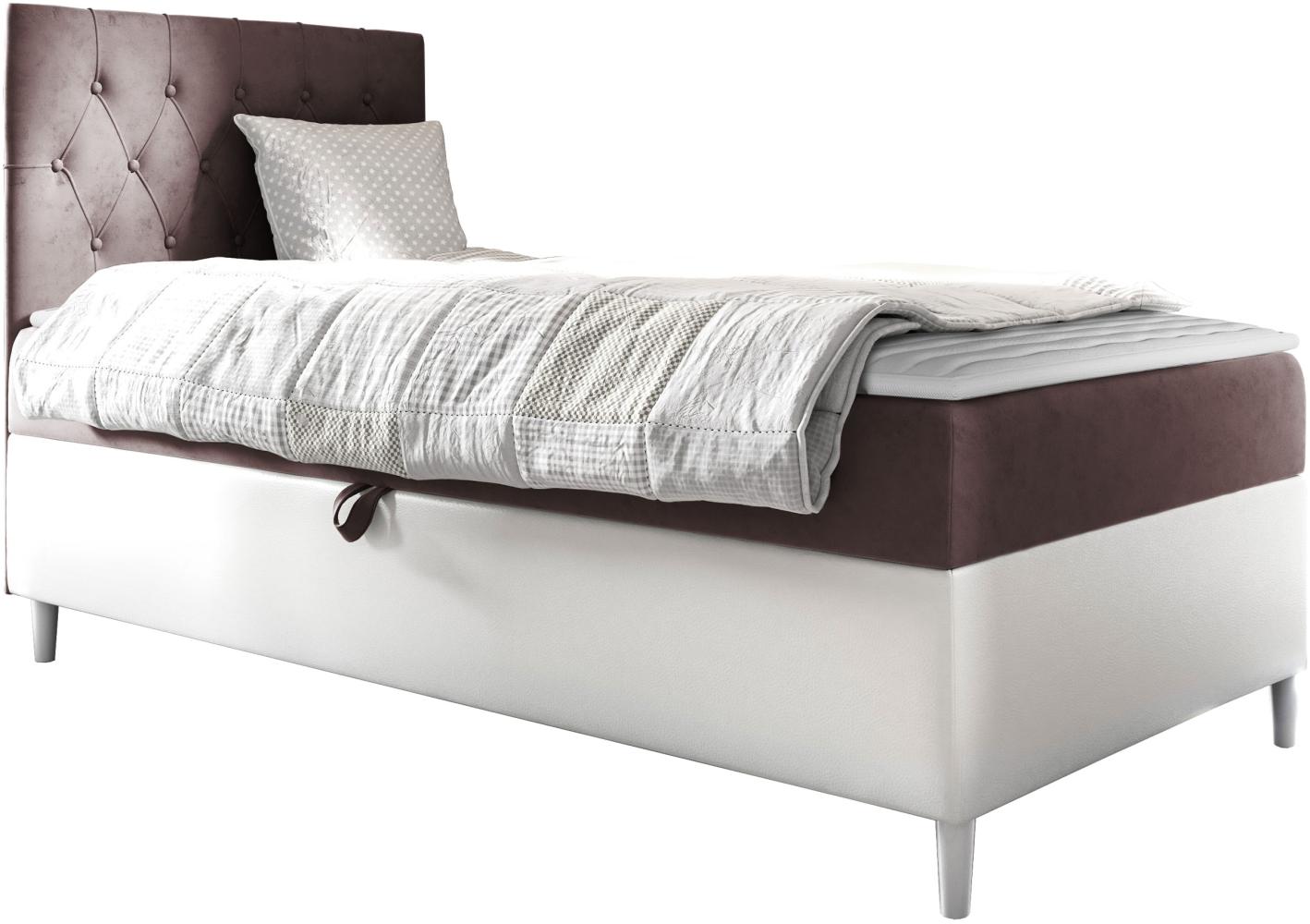 Boxspringbett 'Lenda Junior 1', rosa, 100 x 200 cm, Links Bild 1