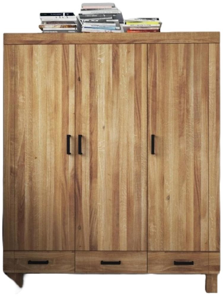 Kleiderschrank Ringo aus Wildeiche massiv 157x55x190 m. 3 Türen und 3 Schubladen Bild 1