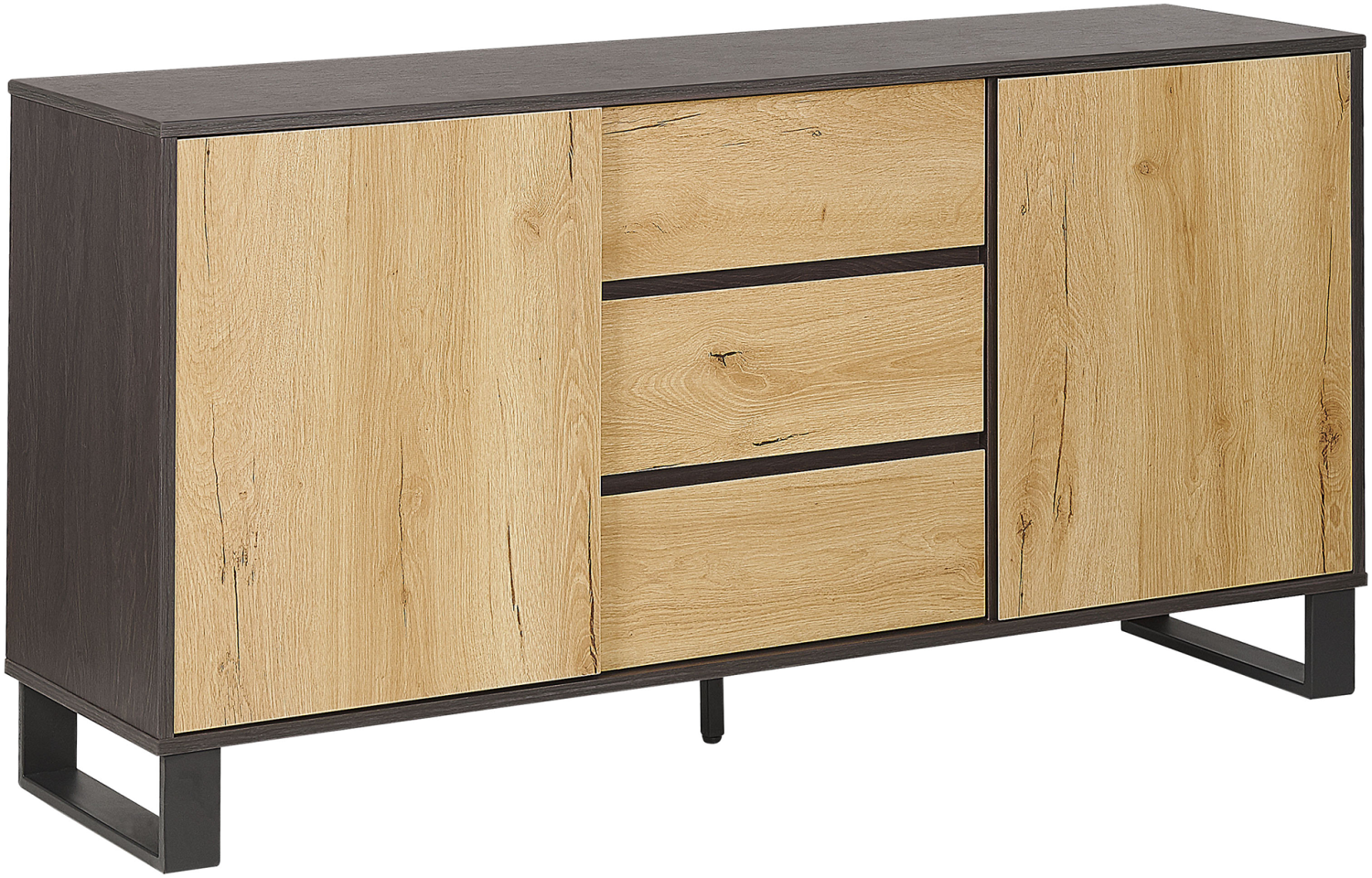 Sideboard heller / dunkler Holzfarbton 3 Schubladen 2 Schränke ELDA Bild 1