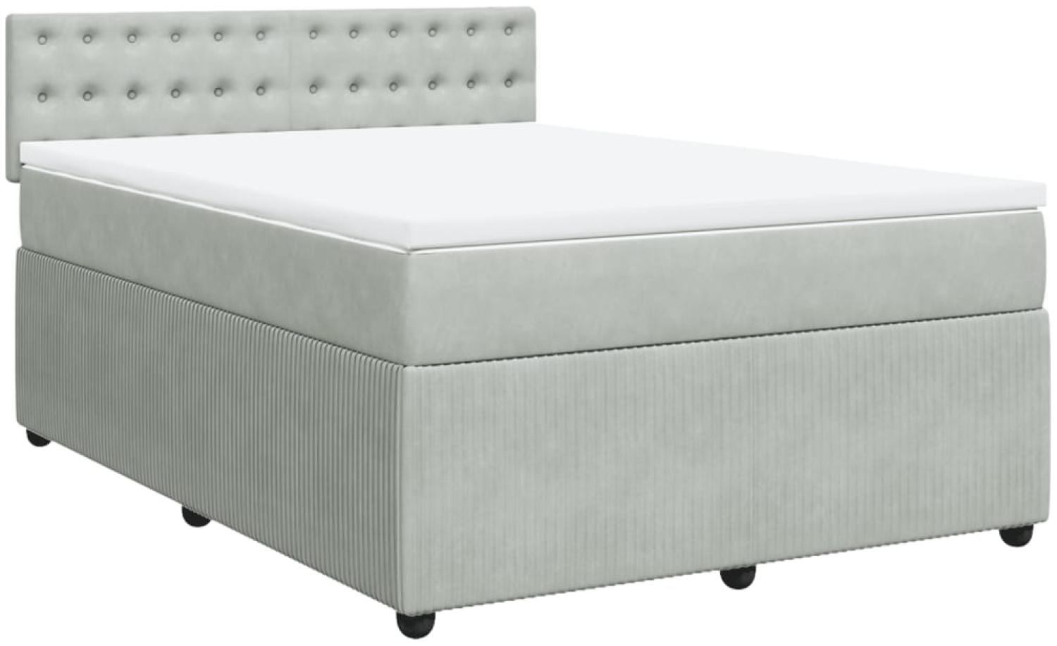 vidaXL Boxspringbett mit Matratze Hellgrau 140x200 cm Samt 3287770 Bild 1